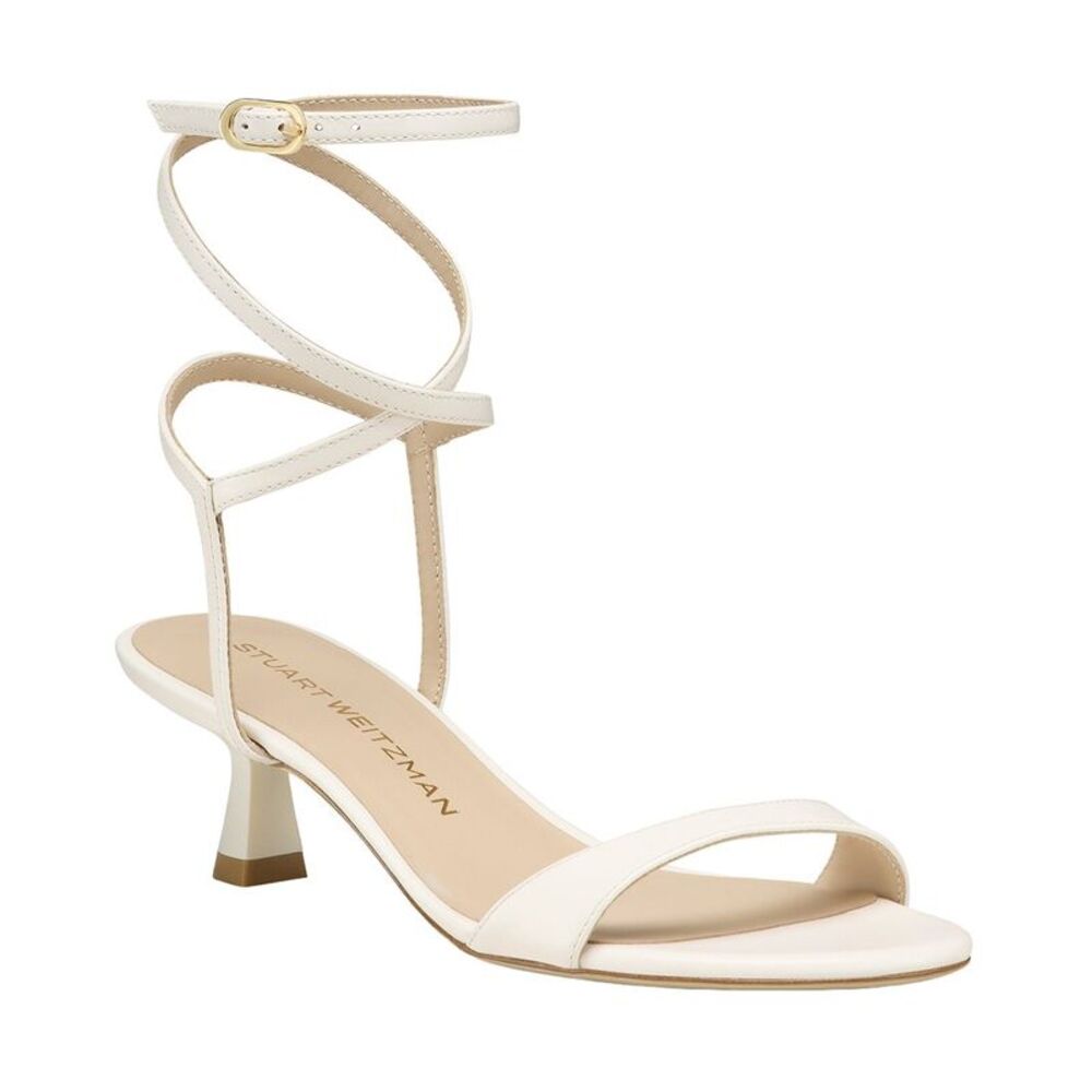 Stuart Weitzman Nudist Wrap 50 Leather Sandal, White